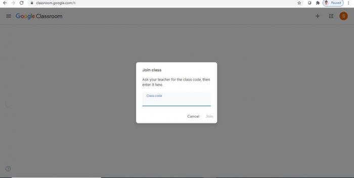 tangkapan layar dari Google Classroom