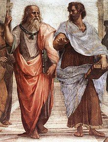 Plato (kiri) dan Aristoteles (kanan). (Foto: The School of Athens)