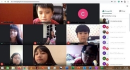 Mencoba Google Meet dengan para murid | tangkapan layar, dokpri