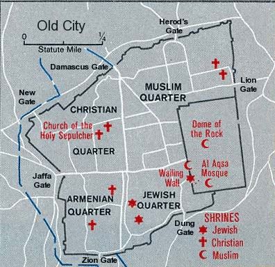 Peta Old City Yerusalem oleh (WT-en) Jpatokal at English Wikivoyage