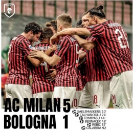 Milan menang 5-1 atas tamunya Bologna. Dok: IG infomilanid