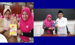 Ning Evi bersama Bu Risma (Walikota Surabaya) dan Pak Sutiaji (Walikota Malang). Gambar: Diolah dari dok. Ning Evi dan Komalku/Walikota