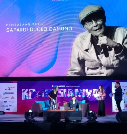 Sapardi Djoko Damono di Kompasianival 2018 | ilustrasi: dokumentasi pribadi