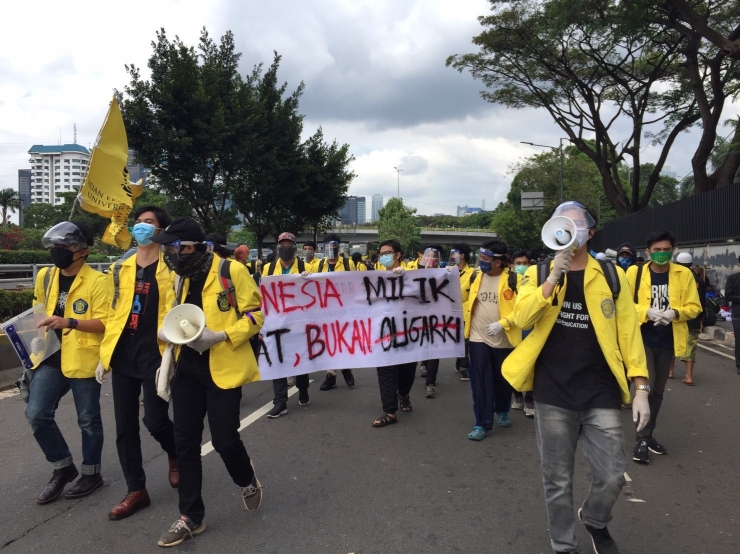 Aksi mahasiswa UI Jakarta, Kamis, 16 Juli 2020Credits: Ryan