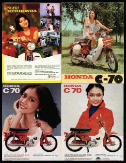 Ini nih yang menurut saya kenapa secara kultural iklan C70 sangat signifikan, kalau pada umumnya bintang iklan motor adalah laki-laki, pun kalau ada perempuan biasanya dibonceng atau nyender di motor. C70 beneran perempuannya yang mengendarai motor. Skema iklan yang dilanjutkan Honda ke beberapa penerus C70, dan diikuti beberapa pabrikan Jepang lain dalam mengiklankan motor bebek. https://www.pinterest.at/pin/711005859900727644/