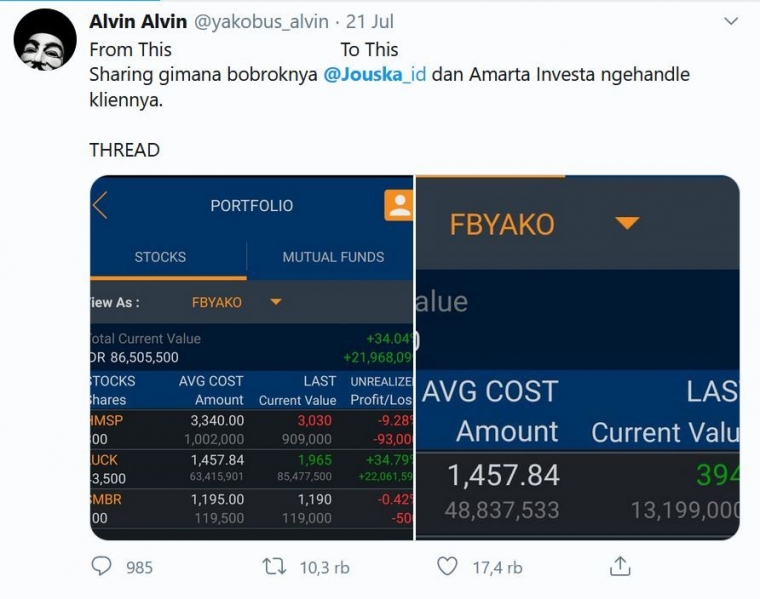 Cuitan Pengguna Jouska | Sumber: Akun Twitter @yakobus_alvin