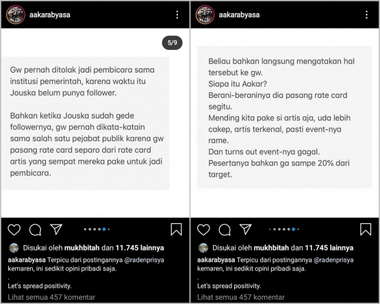 Kisah Aakar yang sempat ditolak menjadi pembicara | sumber: instagram @aakarabyasa