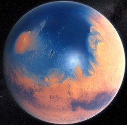 Lautan purba yang pernah menghiasi wajah Mars. Photo: M. Kornmesser / ESO. 