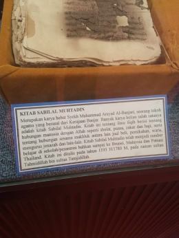 Kitab Sabilal Muhtadin. Sumber: Dokumentasi Pribadi Penulis di Museum Lambung Mangkurat Banjarbaru, Kalimantan Selatan.