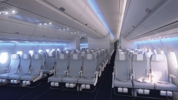 Ilustrasi kabin pesawat Airbus A350 aviascope.com
