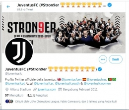 Tajuk Stron9er dipilih Juventus dalam menandai keberhasilan mereka juara ke-9 beruntun di Serie A. Gambar: Twitter/Juventusfc