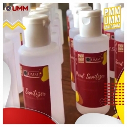 produk hand sanitizer buatan mahasiswa PMM kelompok 8 UMM yang siap dibagikan