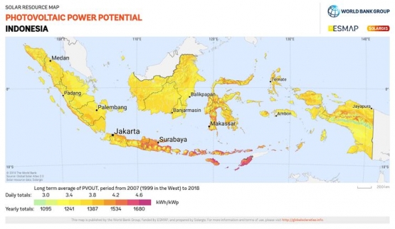 Potensi Energi Surya Indonesia (globalsolaratlas) 