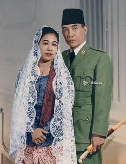 Foto : Presiden Soekarno dan Fatmawati, 1940'an | Gambar tokoh dari Pinterest (01/08/2020)