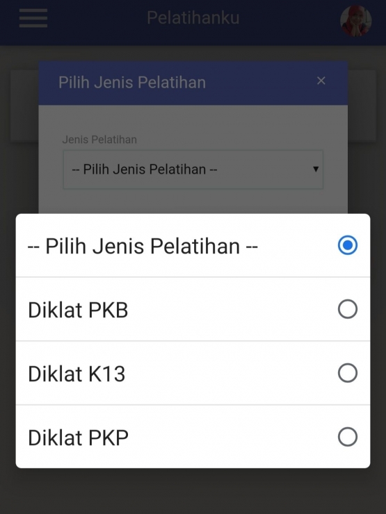 Jenis atau kategori Diklat dalam akun PKB. Dokpri