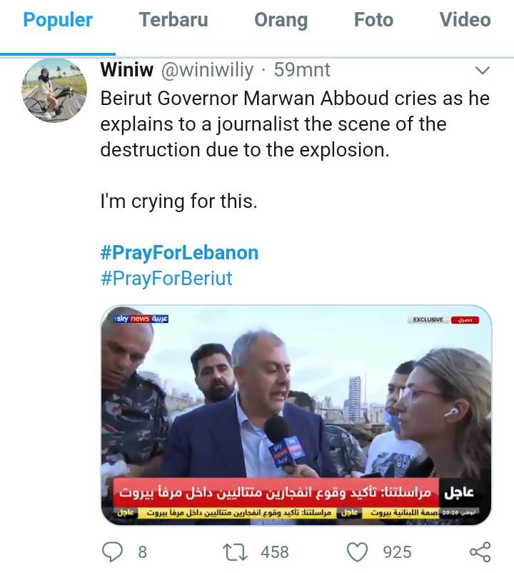 Gubernur Marwan tak kuasa untuk tetap tegar menanggapi seorang reporter pasca kejadian. Gambar: Twitter