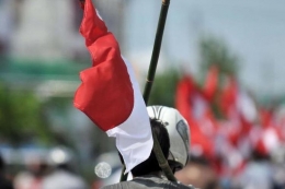 Ilustrasi bendera merah putih. Sumber : KOMPAS (MOHAMMAD HILMI FAIQ)