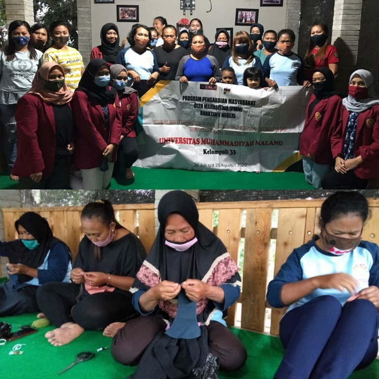 Pelatihan pembuatan masker kain 2 lapis bersama kelompok dasawisma Desa Gadingkulon