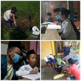 Gambar 3 dan 4: Pelaksanaan program kebersihan lingkungan dengan Pemuda dan Edukasi. Dok. pribadi.