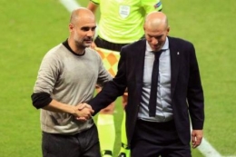 Pep dan Zidane jaga sportivitas. Gambar: @City_Chief via Football5star.com