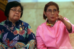 Menteri KLHK Siti Nurbaya dan mantan Menteri KKP Susi Pudjiastuti (detik.com).
