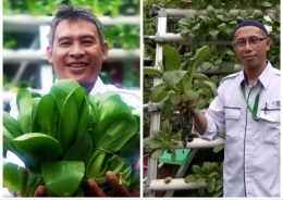 Deskripsi : Agus Darmawan dan Syarifudin Satar penggerak urban farming di RSKO Jakarta I Sumber Foto : dokpri