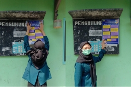 Penempelan poster di papan pengumuman RW 04 Kampung Priyobadan/dokpri