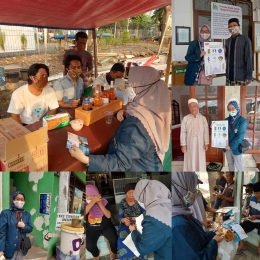 Mahasiswa Undip Memberikan Sosialisasi Cara Mencuci tangan, menggunakan masker dan panduan beribadah di masjid pada masa Pandemi