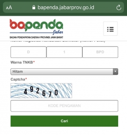Tangkapan Layar dari Website Bapenda Jabar