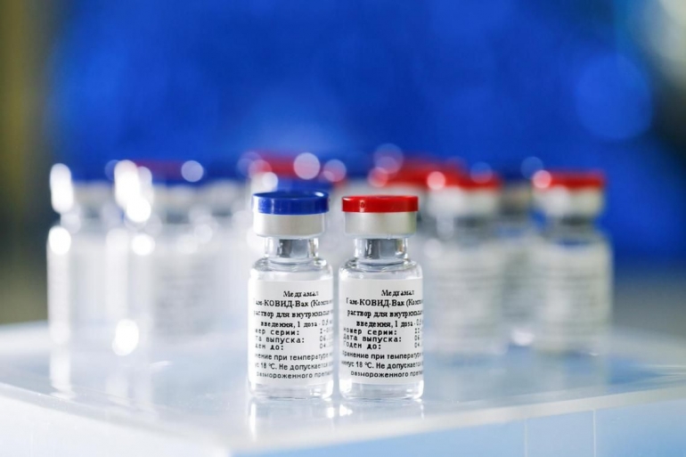 Samples of the vaccine developed by the Gamaleya Research Institute of Epidemiology and Microbiology. (Photo: Reuters via thenational.ae)
