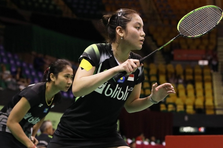 Ni Ketut Mahadewi Istarani/Tania Oktaviani Kusumah lolos ke putaran pertama Yonex-Sunrise Hongkong Open 2019 usai mengalahkan Fan Ka Yan/Wu Yi Ting, Selasa (12/11/2019).(Badminton Indonesia)