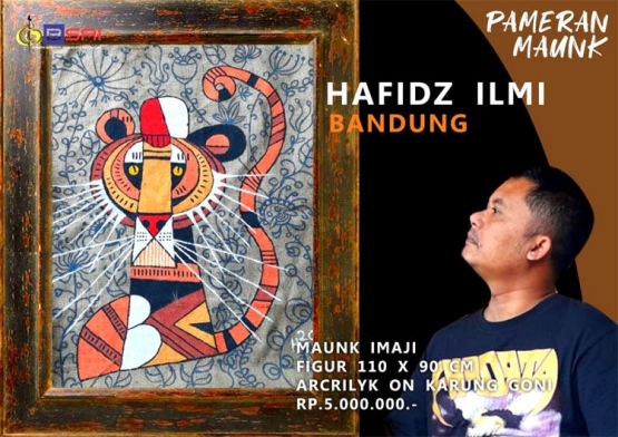 Pelukis Hafidz Ilmi dan lukisan harimau karyanya (sumber: https://gbsri.com)