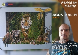 Pelukis Agus Salim dan lukisan harimau karyanya (sumber: https://gbsri.com)