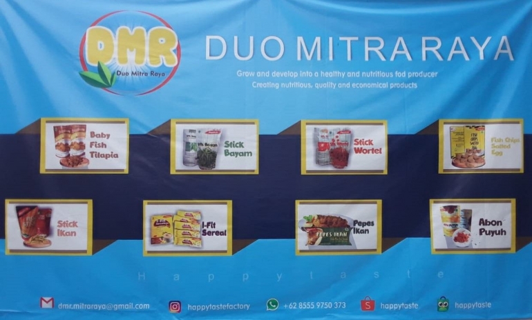 Gambar.  Aneka produk happytaste UKM DMR Kabupaten Sukabumi. Dokpri.