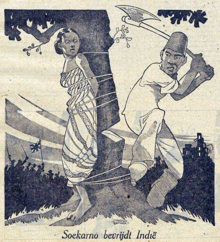 Karikatur Sukarno membebaskan Hindia, foto milik javapost.nl