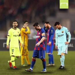 Messi gagal membawa Barcelona kembali berprestasi di Liga Champions selama 5 musim beruntun. Gambar: Twitter/Goal_ID