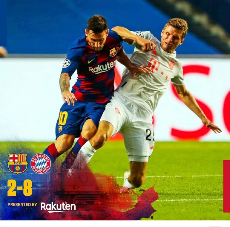 Lionel Messi berduel dengan Thomas Muller | Instagram Barcelona