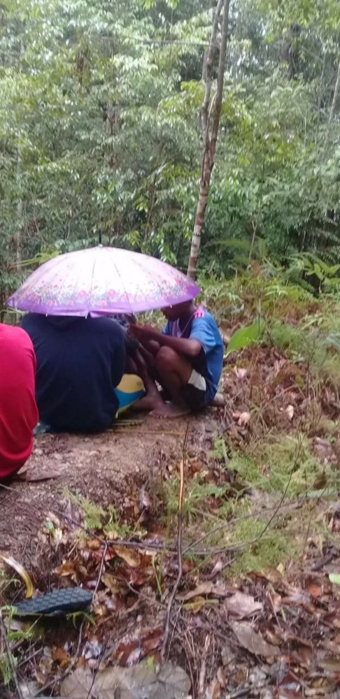 Mahasiwa dan anak sekolah mencari jaringan ke dalam Hutan di Sanana. dok.Nance Samuda
