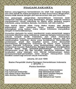 Teks Piagam Jakarta (Jakarta Charter). Gambar: my.belajar.kemdikbud.go.id