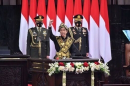 Presiden Jokowi berpidato dalam sidang tahunan MPR 14 Agustus 2020 (kompas.com)
