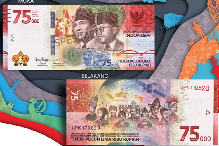 Uang edisi khusus kemerdekaan RI ke 75, sumber: Bank Indonesia melalui kompas.com