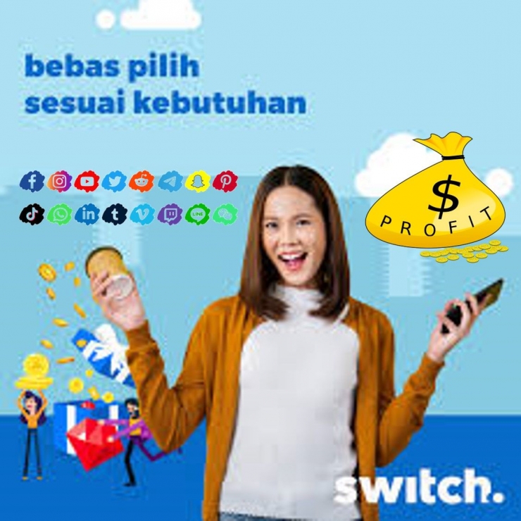 Internetan tanpa batas kuota, waktu, dan aplikasi. Gambar: Akun Facebook Switch Mobile Indonesia, Pixabay, dan Adobe Stock, digabungkan secara kreatif