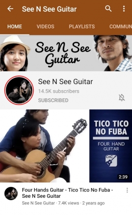 Screenshot laman channel YouTube See n See Guitar | Dokumentasi Pribadi