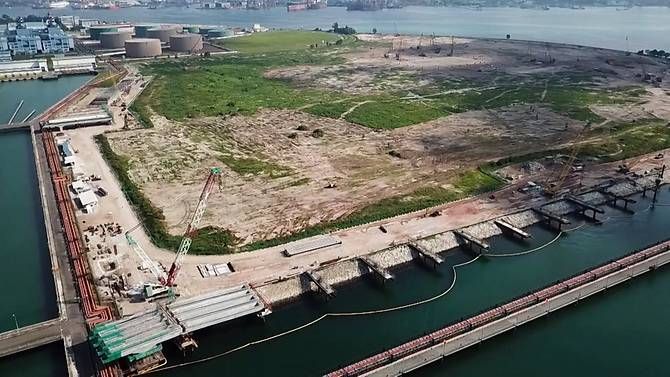Drone foto daratan pusat pengelolaan limbah singapura siap poros maritim dunia (Tribunnews.com)