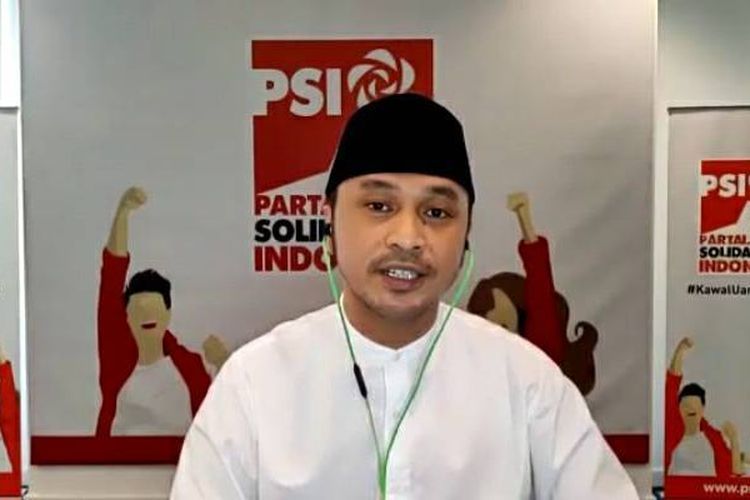 Plt Ketua Umum Partai Solidaritas Indonesia (PSI) Giring Ganesha dalam konferensi pers virtual, Senin (24/8/2020).(Kompas.com/Fitria Chusna Farisa)