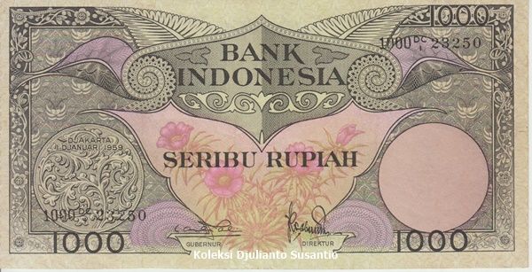 Uang Seri Bunga nominal terbesar Rp 1000 (koleksi pribadi)