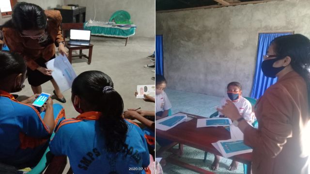 Kegiatan Pengenalan Aplikasi Pembelajaran Daring Pada Setiap Zona Belajar Siswa (Sumber Gambar : Doc. Pribadi)