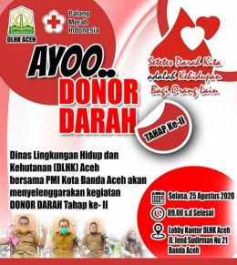 Undangan Donor Darah (25/08/2020) Tahap II DLKH Aceh (doc Humas DLKH Aceh