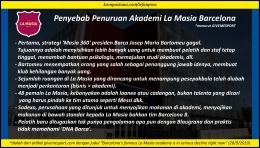 Penyebab penurunan akademi La Masia Barcelona. | foto: Dokumen Pribadi