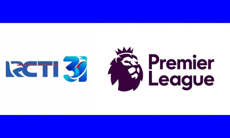 Kolase logo RCTI dan Premier League. Gambar: diolah dari Twitter/PremierLeague via Kompas dan OfficialRCTI